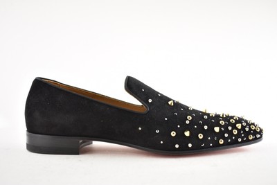 Christian Louboutin Mens Milkylion Flat Black Suede Gold  display picture 3
