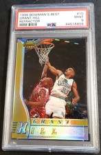 #10 1996 GRANT HILL BOWMAN'S BEST REFRACTOR PSA 9 #10 PISTONS POP 8 