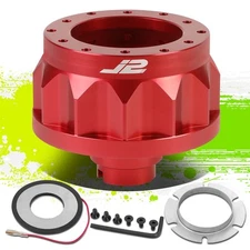 J2 2" 6-Bolt Red Aluminum Steering Wheel Hub Adapter for Civic Integra 92-01