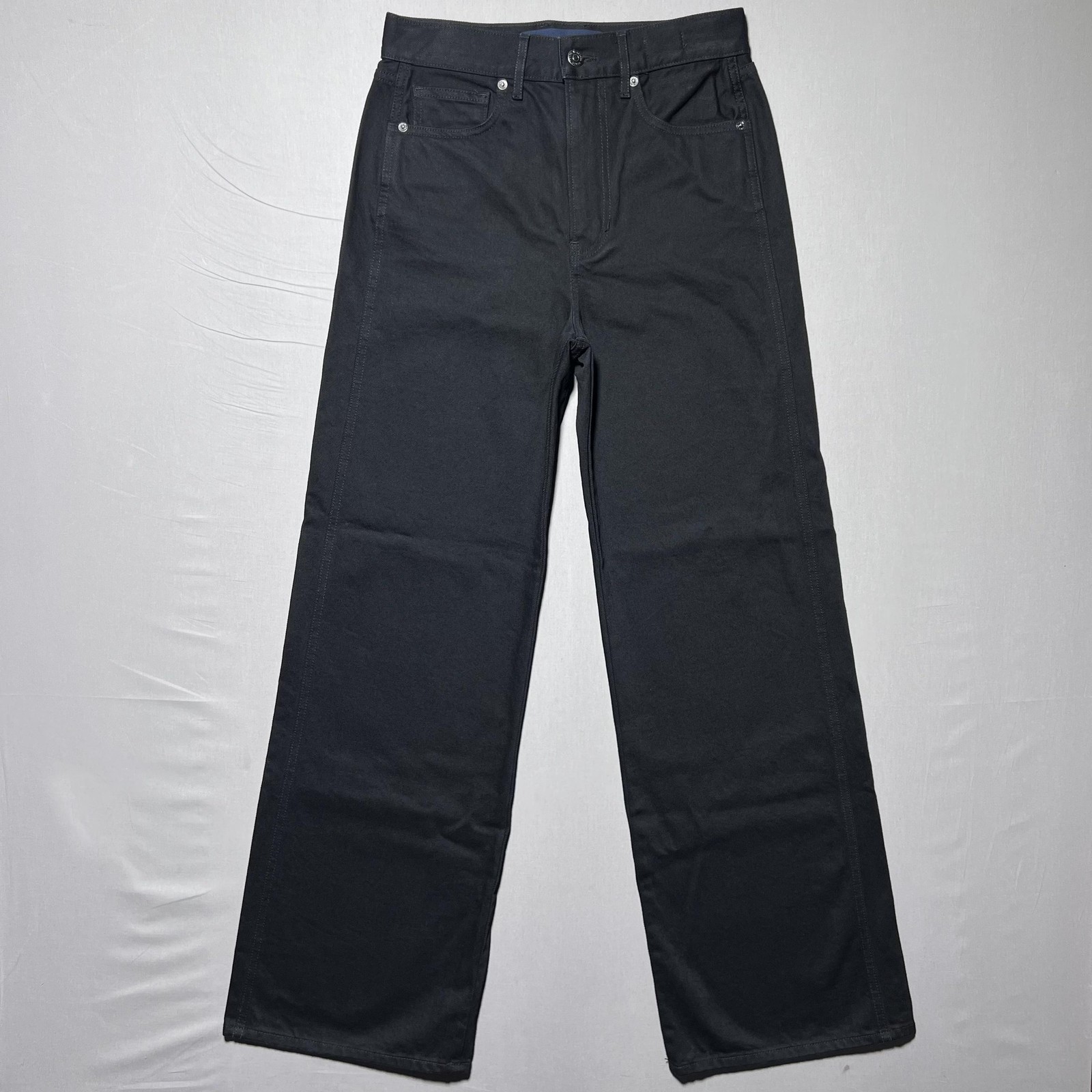 Veronica Beard Taylor Relaxed Wide Leg High Rise Jeans Womens 27 Black Cotton
