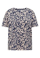 Cecil Shirt Boatneck Floral Print Sporty Denim Blue XL Damenoberteil