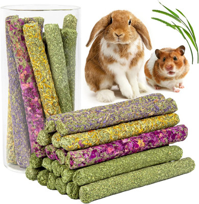 Sofier 32Pcs Timothy Hay Sticks 320G for Rabbit, Guinea Pig, Hamster - Natural H