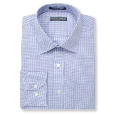 Damon Men's 17.5 x 34/35 Classic Fit Purple Check Dress Shirt
