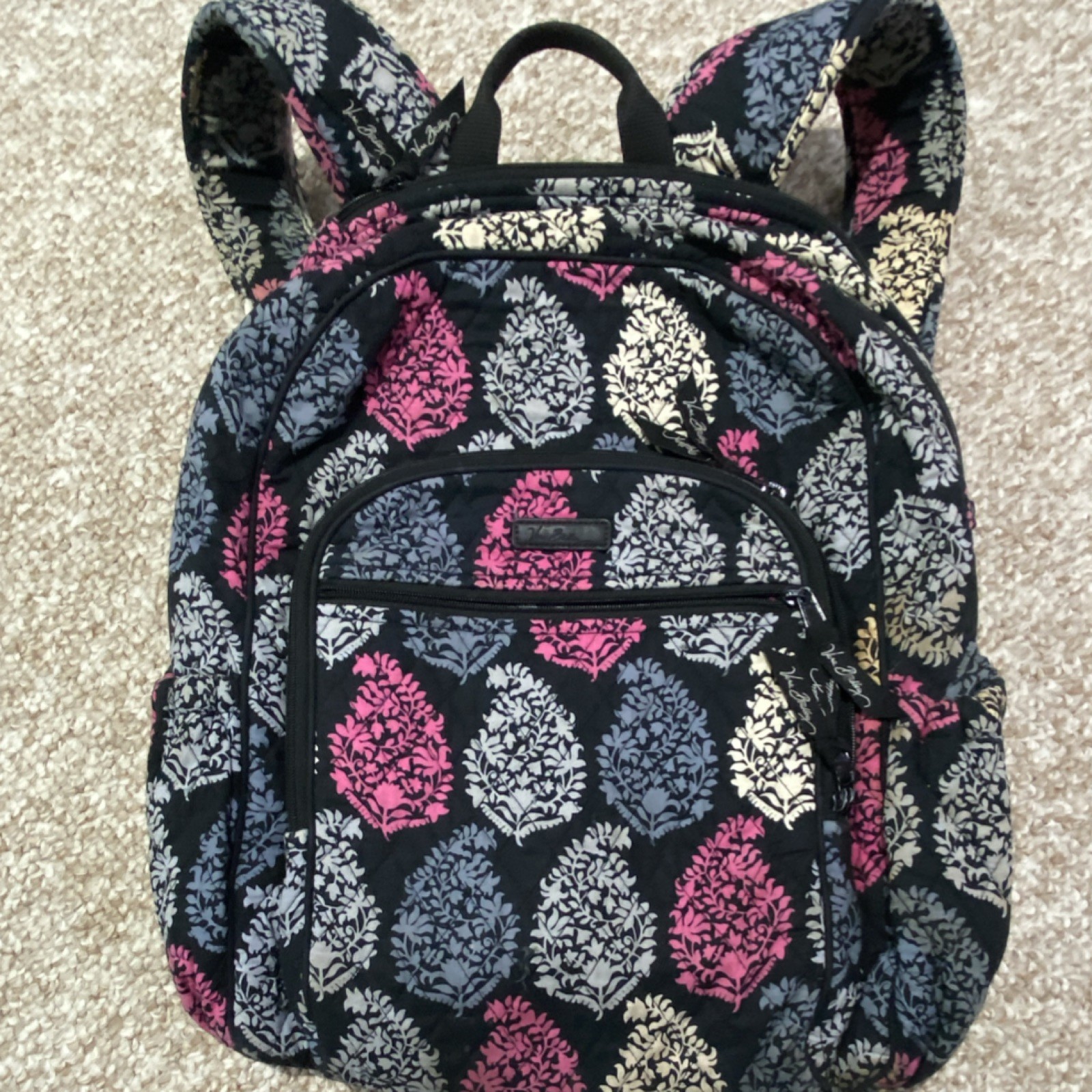 Vera Bradley Quilted Floral Backpack Multicolor Black Pink C