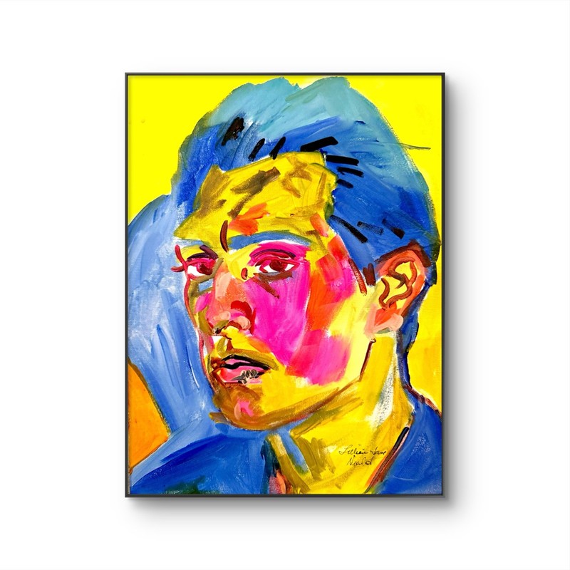 Modern Colorful Male Face16"x12"  Abstract ExpressionsimOriginal Design Home Art