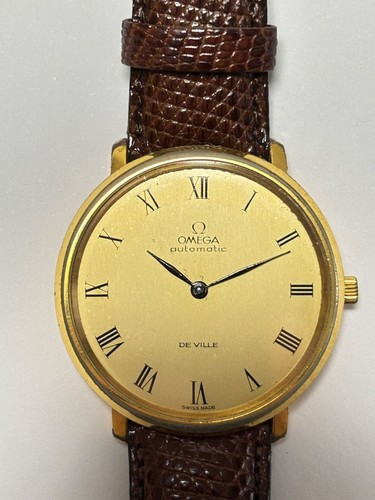 Omega De Ville Ref.151.0039 Vintage Or Rond Marron Ceinture Automatique Montre - Photo 1 sur 10