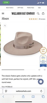 Wallaroo Hat Company Hat Women One Size Taupe Wide Brim Sloan Fedora New!