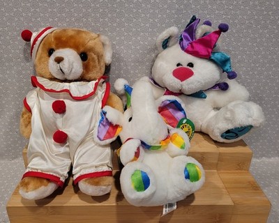circus circus ☆ Toy  Bear！Hug Me Carry Vintage Circus Clown Teddy Bear Jester Rainbow White Elephant