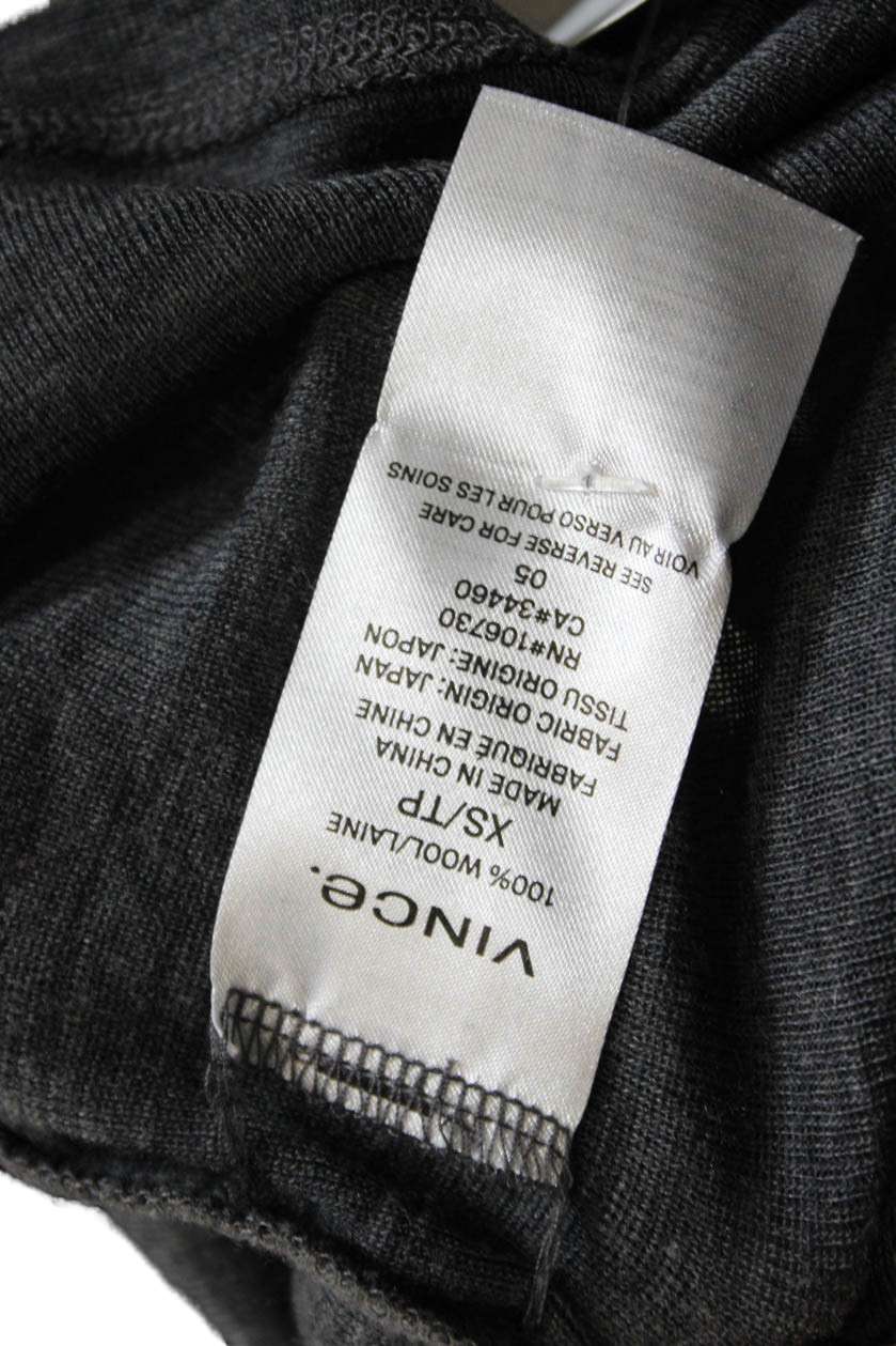 Vince Womens Basic Dark Gray Wool Round Neck Long… - image 5