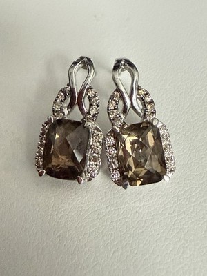 Le Vian 14k Weißgold Rauchquarz Diamant Ohrhänger Schmetterling