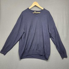 Jos. A. Bank Sweater Mens 2XL Navy Blue V Neck Executive Collection Merino Wool