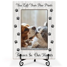 Pet Memorial Frame - Your Paw Prints Forever, Wooden Picture Frame Gift - 4x6...