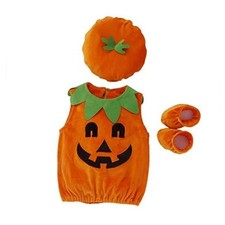 Baby Girl Boy Halloween Outfit Pumpkin Halloween 12-18 Months B Orange