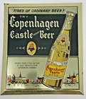 Vintage Copenhagen Castle Beer Tin Sign Edelbrew Brewery Brooklyn NY Embossed