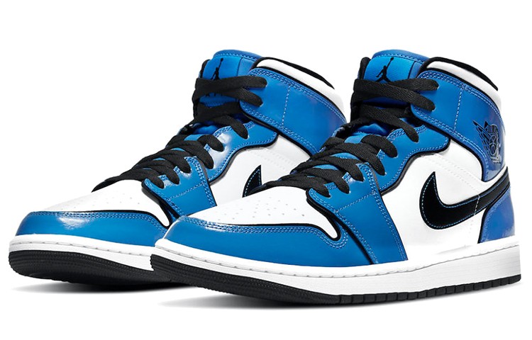 シューズ(男性用) nike air jordan1 mid signalblue 29cm Nike Air Jordan 1 AJ1 Retro Mid SE Mens GS Signal Blue White