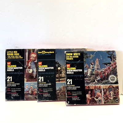 VTG 70 s GAF View Master Talking Pictures Lot Of 3 In Box Disney World & More