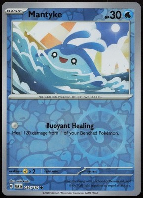 Mantyke - 039/182 #39/182 (Reverse Holo) (NM) SV04: Paradox Rift PAR Pokemon