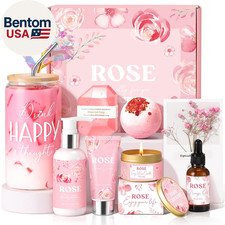 Birthday Gifts for Women, Rose Relaxing Spa Gift Basket for Women Friendship, Se