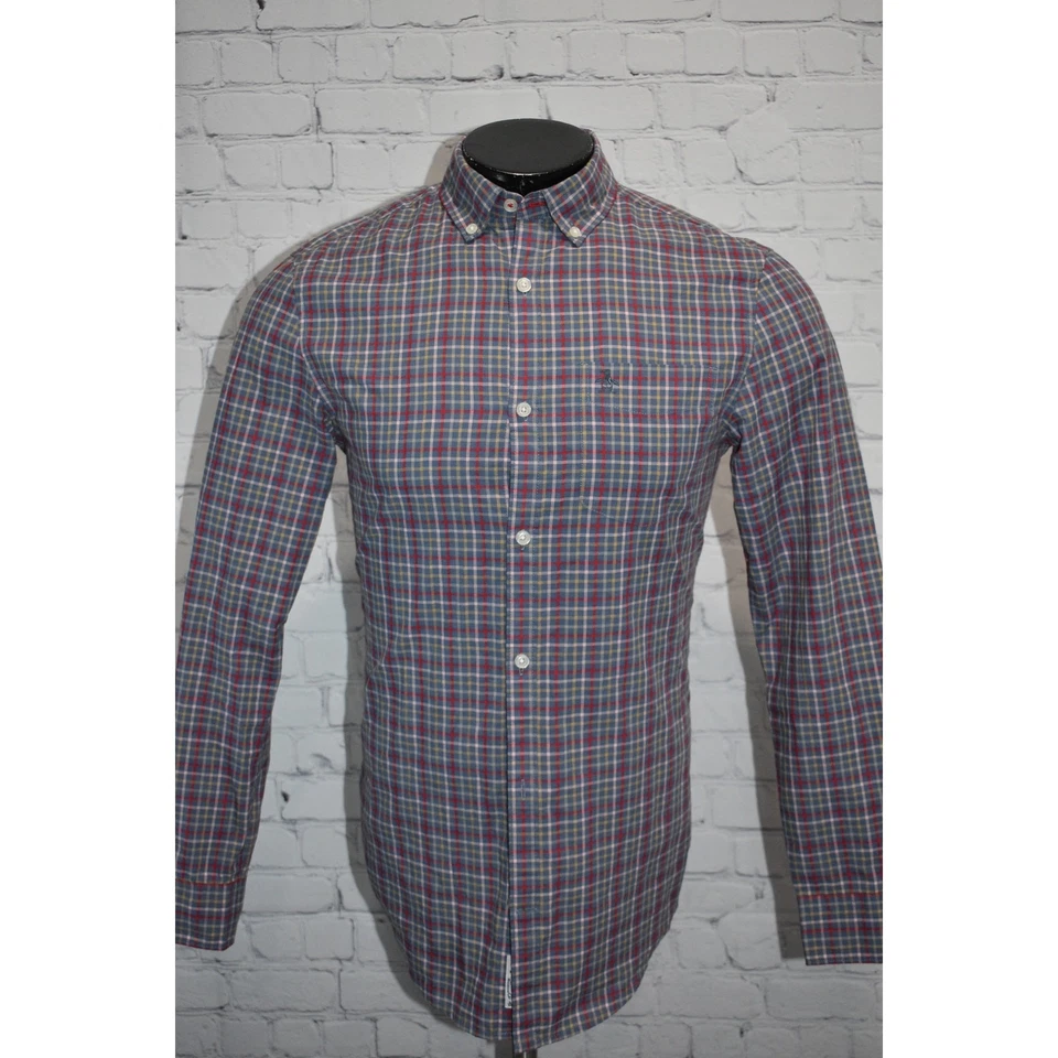 Original Penguin Munsingwear Dress Shirt Men Size Small Blue Red Plaid - Image 2 of 4