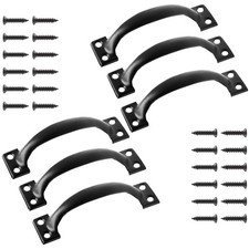 6 Pcs 4" Rustic Gate Handle with Screw, Black