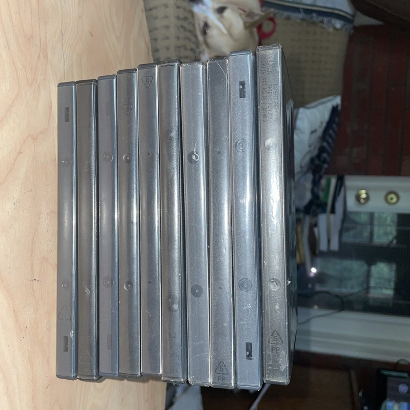 Lot of 10 Empty Black Standard Plastic DVD Cases, Good(+) Condition.