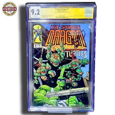 Savage Dragon #2 CGC SS 9.2 Signed Erik Larsen JSA TMNT Crossover 1993