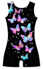 TUONROAD Butterflies Leotards for Girls Gymnastics 4t 5t Black Sparkly Shiny Bik