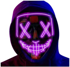 Purple Light-Up LED Glow Purge Mask - Costume Accessory - One Size