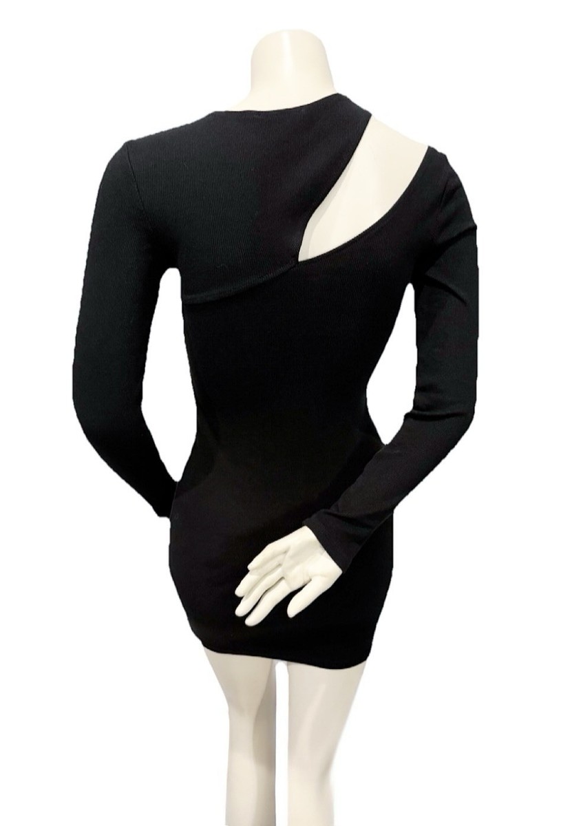 black long sleeve bodycon dress forever 21 Cutout Mini Women's Size Small S prom gown