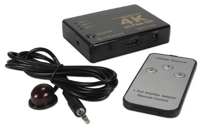 QVS 3x1 3Port HDMI 4K HDTV/HDCP Compact Switcher with IR Remote