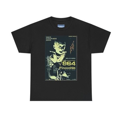 964 Pinocchio Movie Graphic Print Short Sleeve Unisex Tee Shirt Heavy Cotton