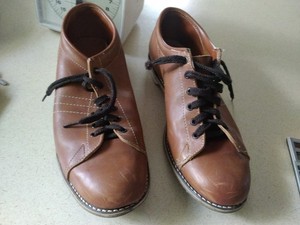 Vintage LINDS Leather Bowling Shoes Cognac Brown Retro Men’s 12 D Rt