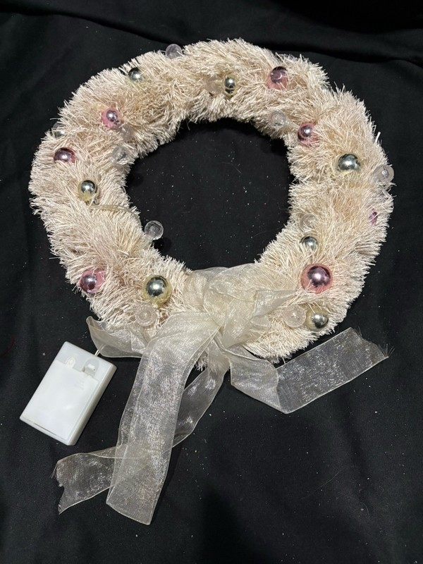 Brush Bottle Wreath Lighted