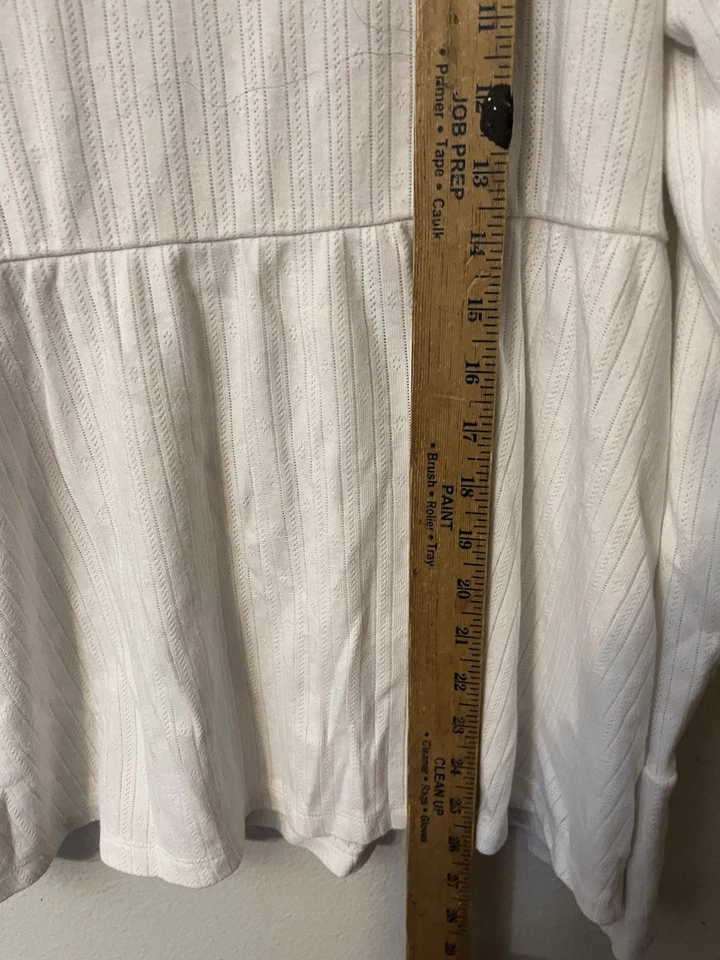 Hollister Top Womens Size XXL White Easy Long Sleeve Pointelle Babydoll Top - Image 4 of 4