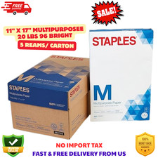 Staples 11" x 17" Multipurpose Paper, 20 lbs., 96 Brightness, 500/Ream, 5 Reams