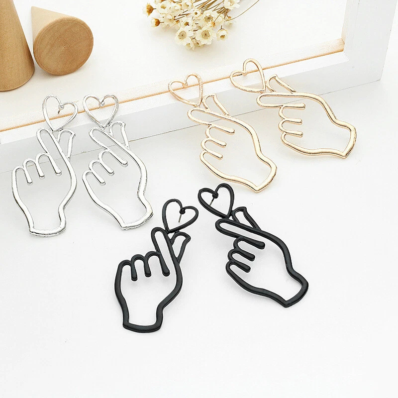 Finger heart hotsell earrings