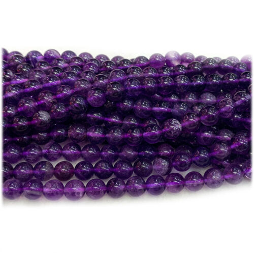 Collares redondos de fluorita púrpura oscuro natural genuino joyas cuentas sueltas - Imagen 2 de 6