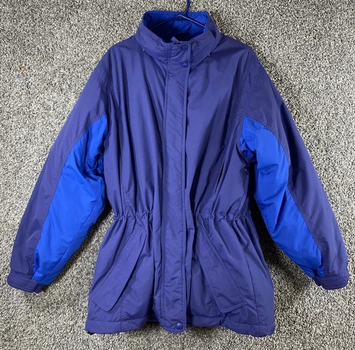 LL Bean Jacket Womens Regular Large Purple Blue Down Outdoors Soft Warm Casual - Picture 1 of 16