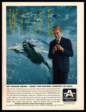 1962 Amerotron Company Men's Wool Suit Woman In Swim Suit Swimming Laps Print Ad