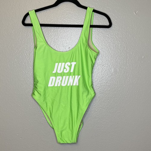 Private Party Just Drunk Graphic One Piece Low Back High Cut Bathing 