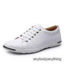 Men's Casual Sport Trainer Flat Lace Up Leather Round Toe Running Shoes Sneakers