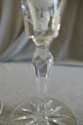 Pair England Royal Brierley Crystal Footed Taper Candlesticks Holders 7" Signed - Picture 7 of 12