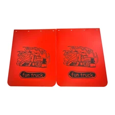 Pair 24"x30" Mud Flaps Semi Truck HD Splash Guard Polymer Red Fun Truck Pattern
