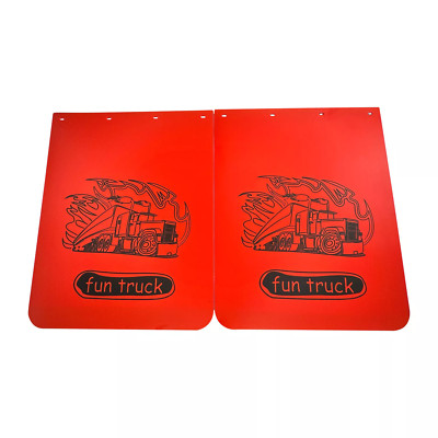Pair 24''x30'' Mud Flaps Semi Truck HD Splash Guard Polymer Red Fun Truck Pattern