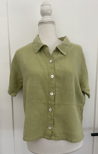 Damen dezente Töne limettengrün Leinen Cropped Hose Set Gr. S/M *Bitte Lesen - Bild 2 von 16