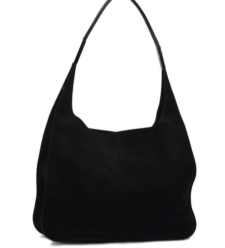 Authentic GUCCI Shoulder Hand Bag Purse Suede Leather 0013167 Black 8637C |  eBay