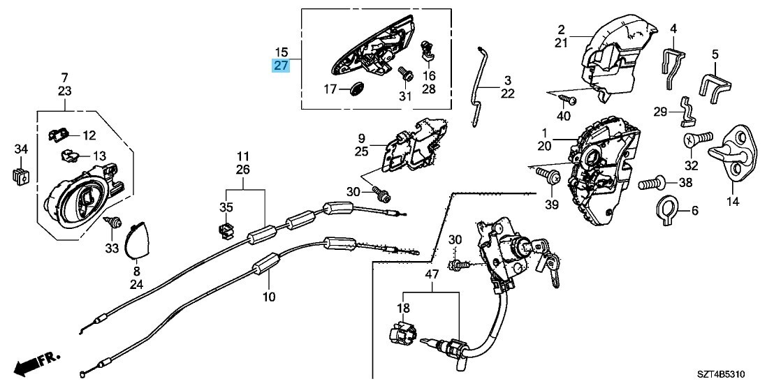 HONDA CR-Z ZF1 Genuine Front Door Outer Handle Assy LH 72181-SZT