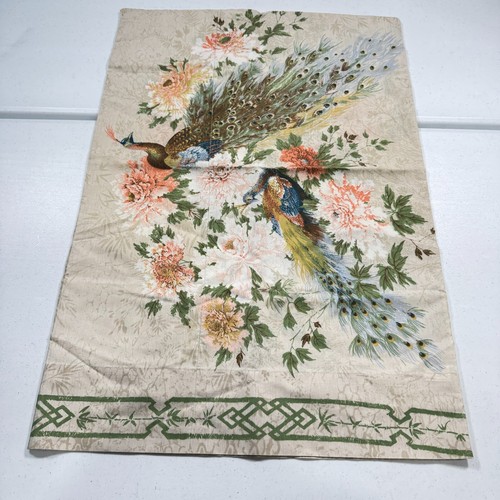 Vintage Burlington Kissenbezug Standard Grün Orientalisch Vogel Y2K 90er 80er USA