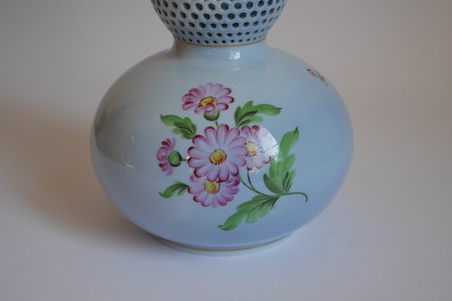 Herend Porzellan Vase 6713 Doppelkürbis Durchbruchvase handbemalt Ungarn 1. Wahl - Bild 10 von 12