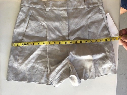 NEW! DKNY P1642067WB Linen Blend Pleated Shorts, 6 - Cement - Made in ITALY - Picture 7 of 9